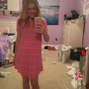 Forever 21 Pink and Yellow Striped T Shirt Dress